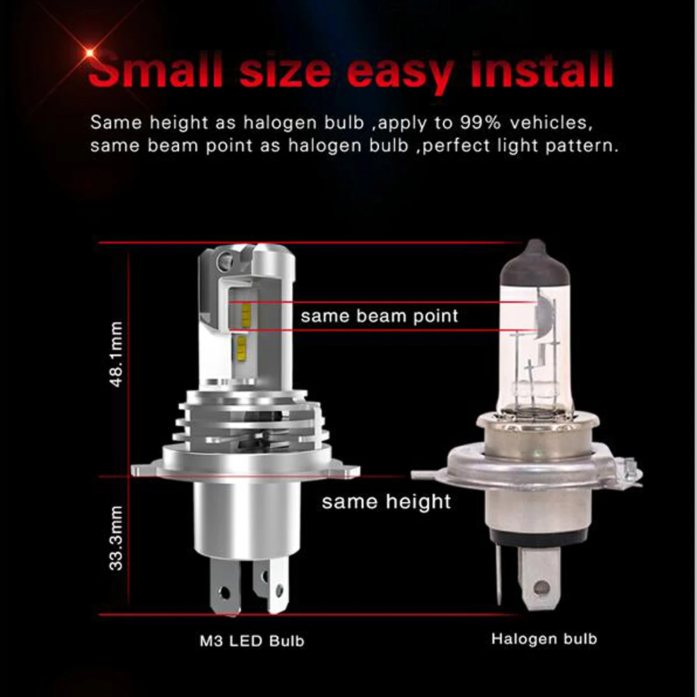 YOTONLIGHT 2 шт. мини Hi-lo H4 Led H7 H11 светодиодные лампы 9005 Hb3 автомобильные лампы светодиодные для фар H1 9006 Hb4 55 Вт 12000лм Противотуманные фары 6500 К 12 В