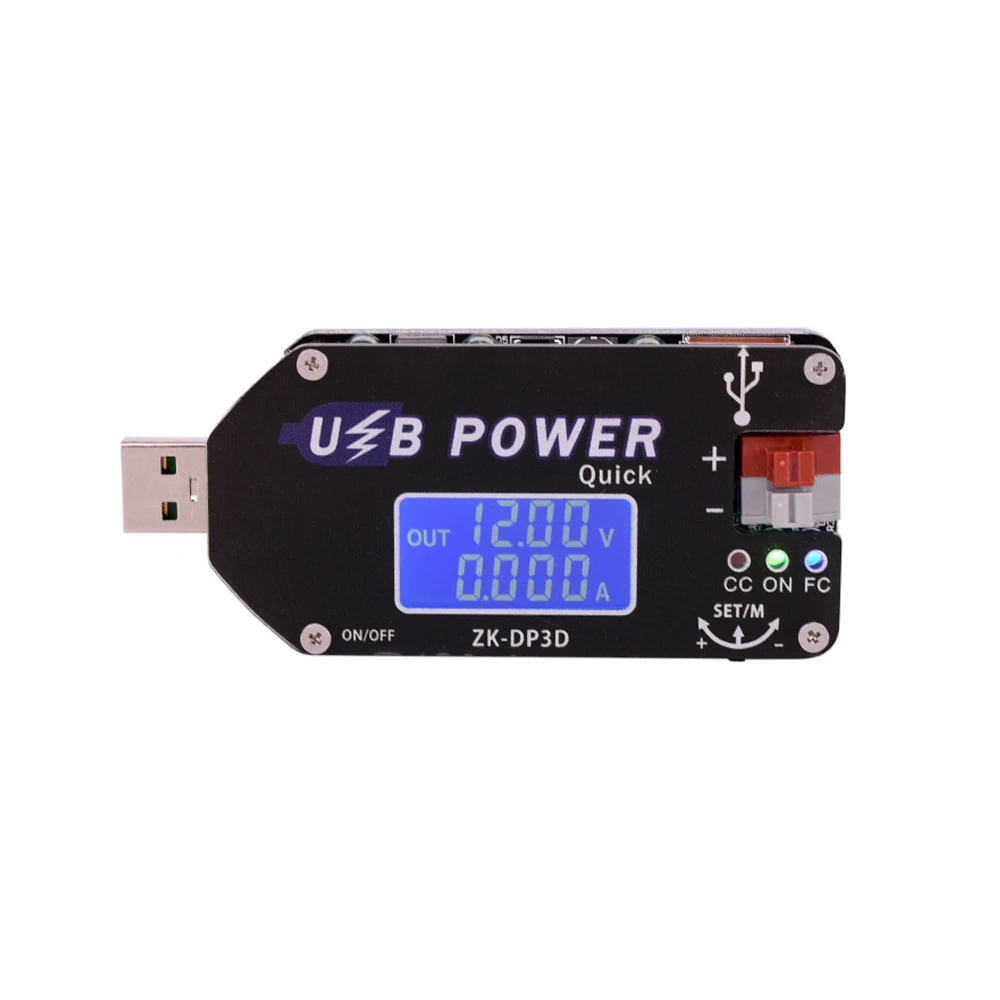 

ZK-DP3D CNC USB TYEPE-C DC DC Converter CC CV 1-30V 2A 15W Power Module Adjustable Regulated power supply QC2.0 3.0 AFC