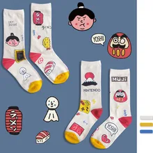 Новинка; модные осенне-зимние носки для пар; Лидер продаж; эластичные удобные высококачественные Асимметричные Повседневные носки без пятки в стиле ретро с героями мультфильмов для мужчин и девочек