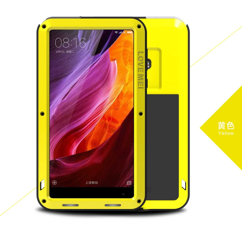 Алюминиевый металлический чехол LOVE MEI для Xiaomi mi x, мощный защитный противоударный водонепроницаемый чехол для Xiaomi mi x Capa Coque - Цвет: yellow case