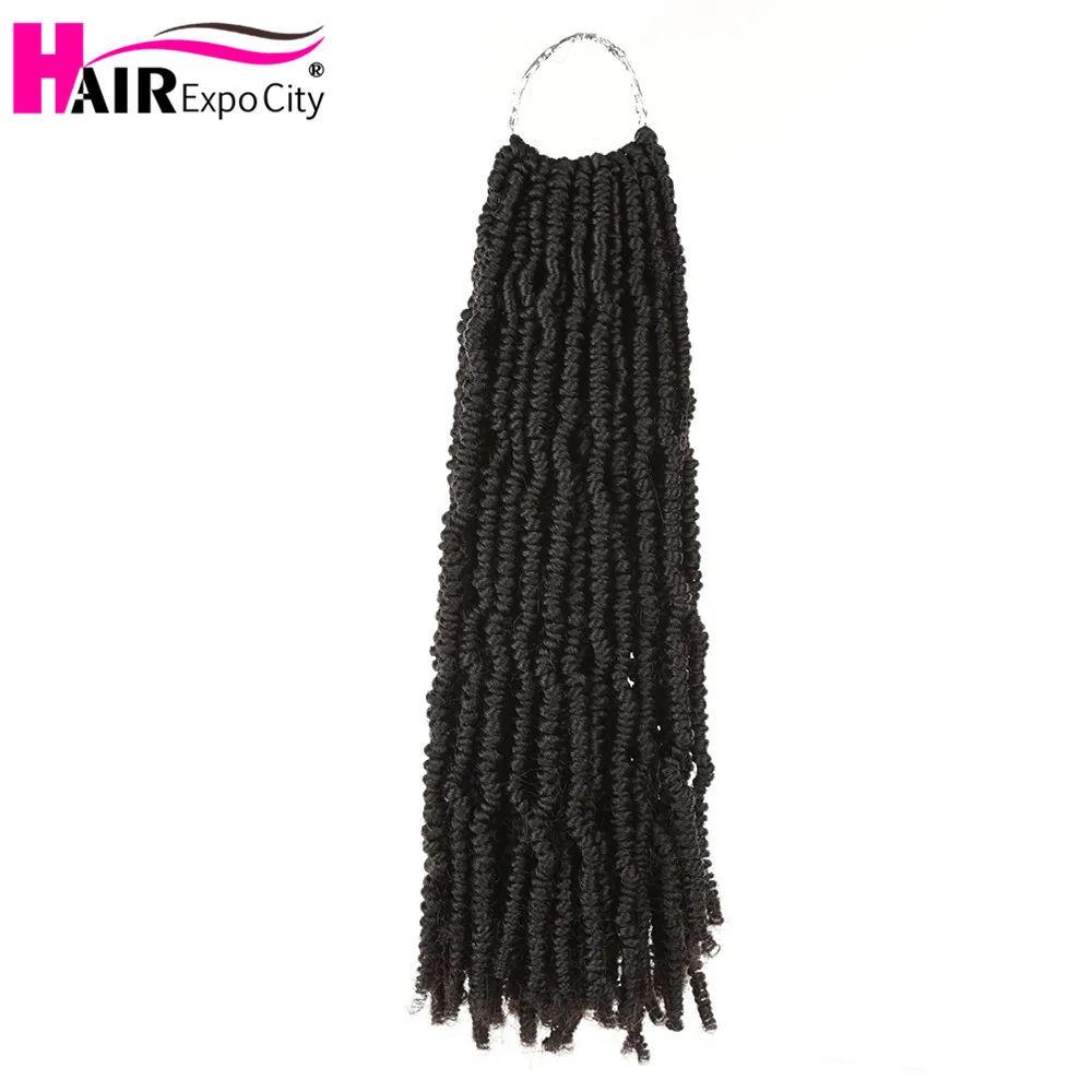 14inch Havana Spring Twist Crochet Hair Extensions Synthetic Crochet Braiding Hair With Curly Ends Black 24Strands Hair Expo