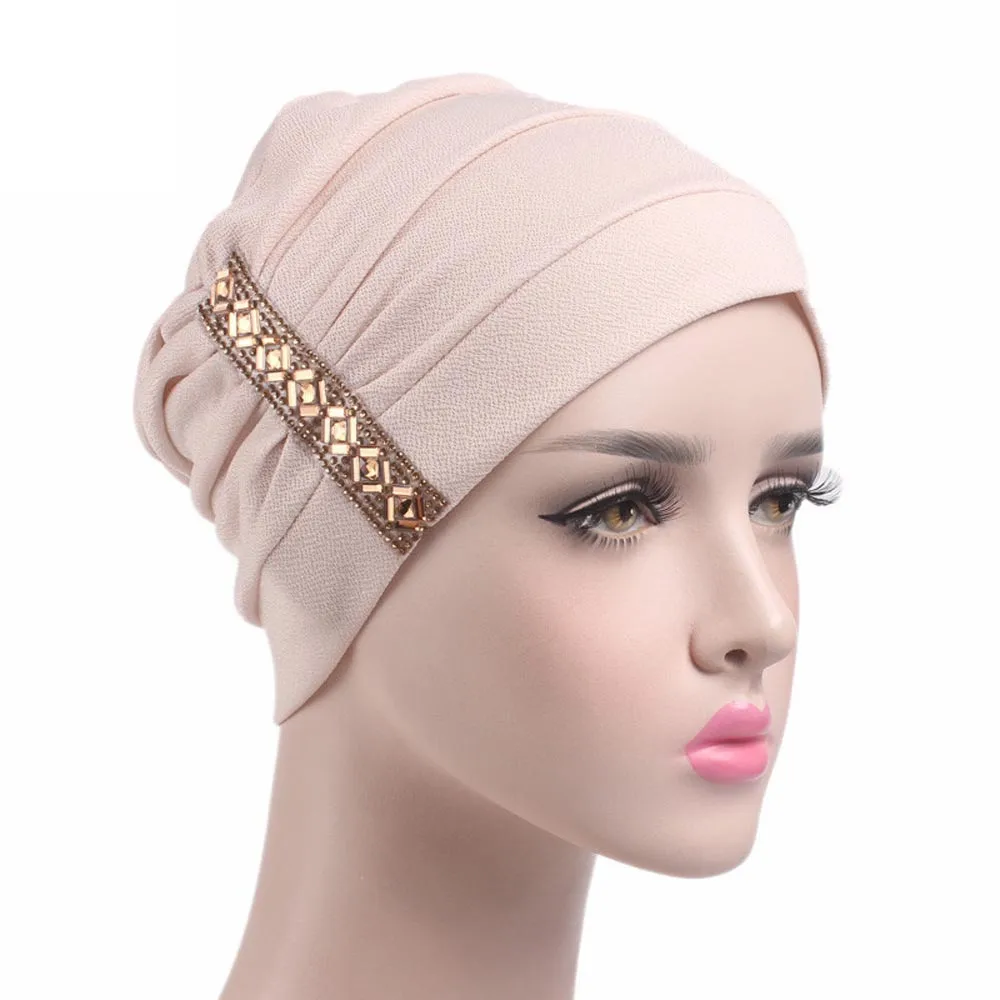 SAGACE взрослых женщин шапки тюрбан выпадения волос Капот Шапочка для химиотерапии головной платок стрейч Регулируемый дамы подарок Осень мусульманская шапочка
