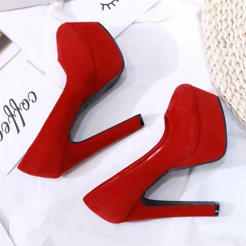 

2020 new spring fashion Woman Extreme Luxury 14CM High Heels red black 4CM Platform Striptease Fetish lady Pump prom Party shoes