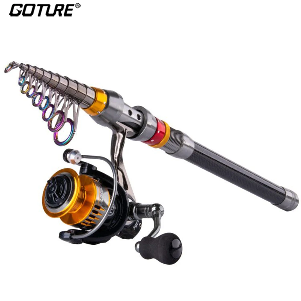Goture Fishing Rod Combo 1.8M 3.6M Carbon Fiber Telescopic Fishing 