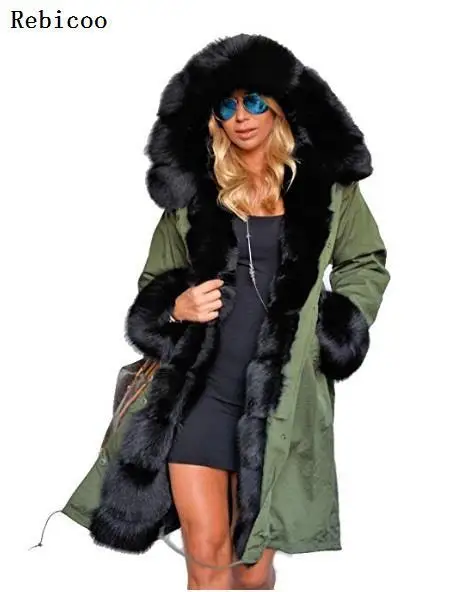 Brand New Style Big Wool Collar Winter Coat Women Clothes Warm Thick Loose Coats Casual Hooded Long Sleeve Jacket Coat Female