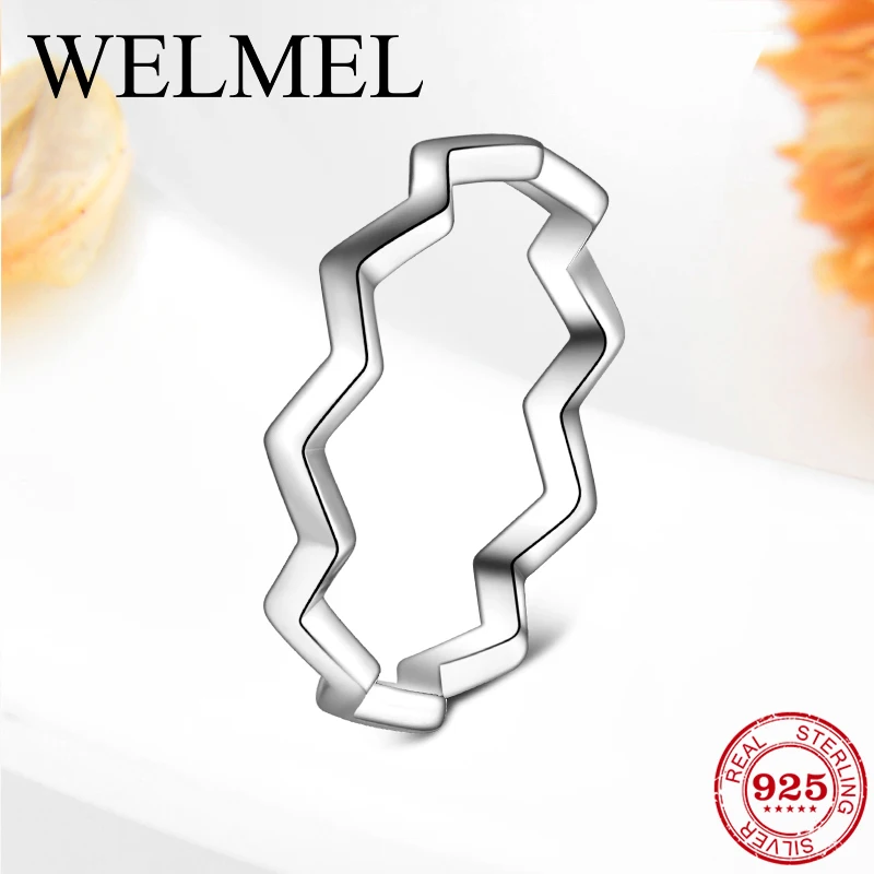 

Genuine 925 Sterling Silver Simple Zigzag Wave Finger Rings For Women Female Ring 925 Sterling Silver Jewelry Engagement Gift