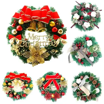 

Christmas Wreath Durable Lifelike Plastic Garland For Door Window Decoration Artificial Plants Wreath DIY Hanging Decor 30cm