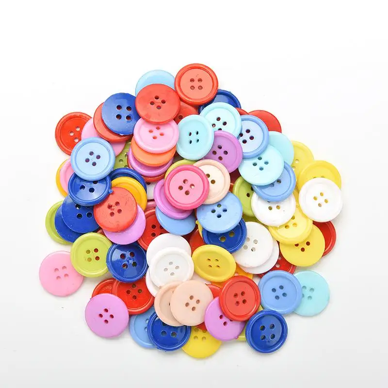 100 Pcs Resin Painting Sewing Buttons Random Mixed Assort Buttons 2 Holes Flatback Scrapbook Knopf Bouton Appliques 9-20mm