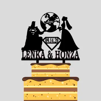 

Personalized Superman Wedding Cake Topper Custom Couples Name Date Superman and Bride Superheroes Wedding Cake Topper YC220