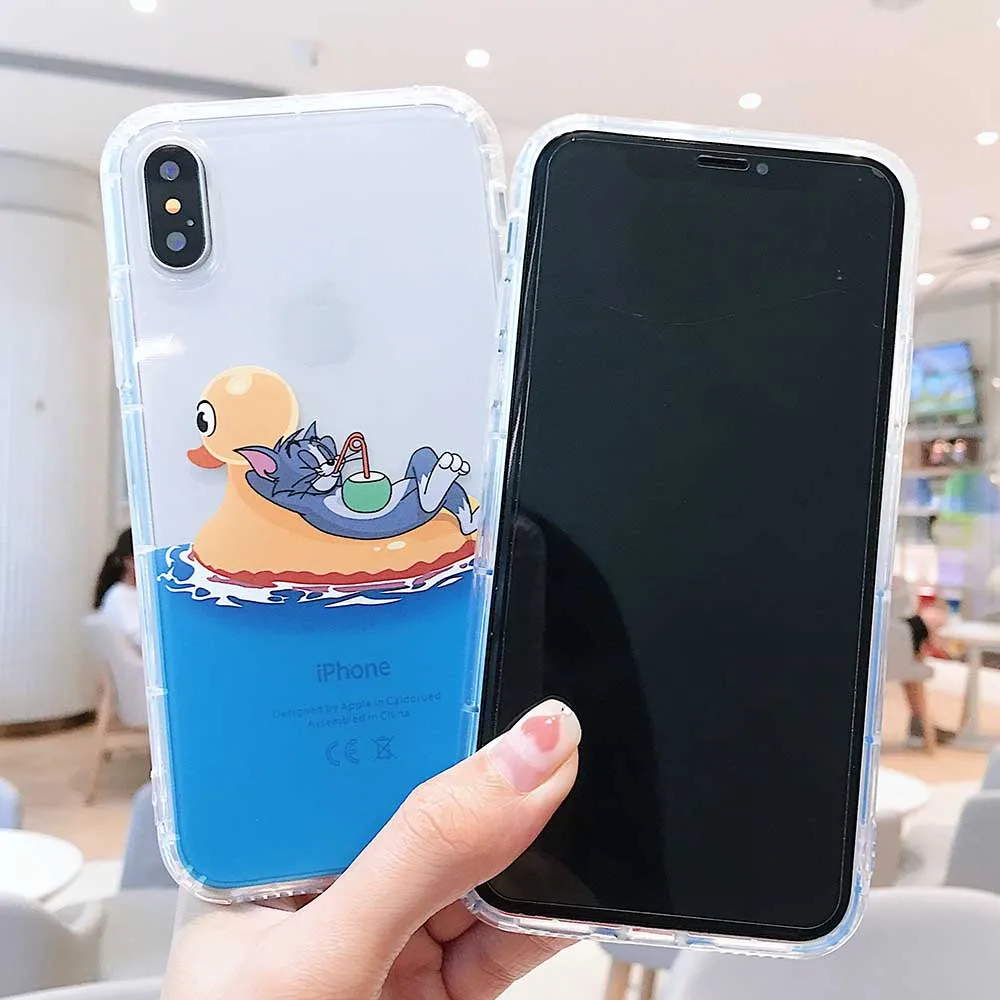 Милый антидетонационный чехол для iPhone X XR XS Max 6 6s 7 8 plus с забавной мышкой для серфинга Мягкий силиконовый чехол из ТПУ