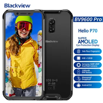 

Blackview BV9600 Pro 128GB Helio P70 Octa Core Smartphone Android 9 AMOLED Cellphone IP68 Waterproof Outdoor Rugged mobile phone