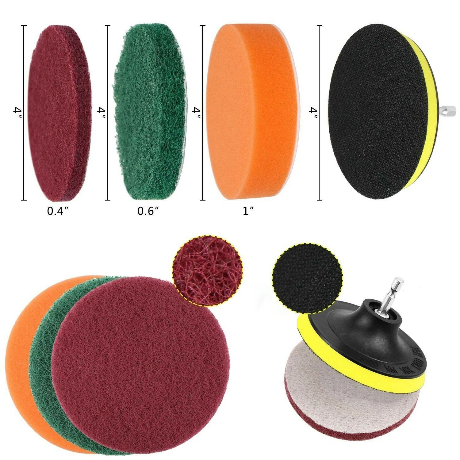 

16Pcs Scrub Pads Drill Power Brush Tile Scrubber Scouring Pads Cleaning Tool AU