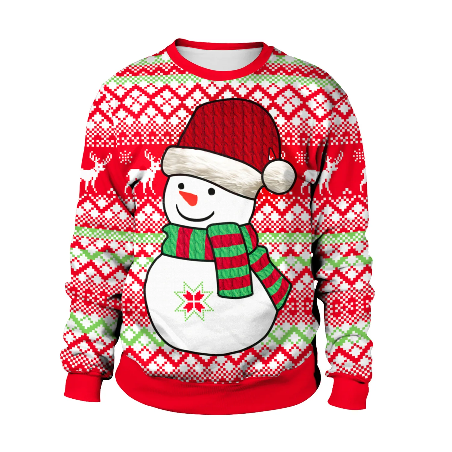 

New Snowman 3D Digital Printing Winter Comfortable Warm Round Neck Long-sleeved Sweatshirt