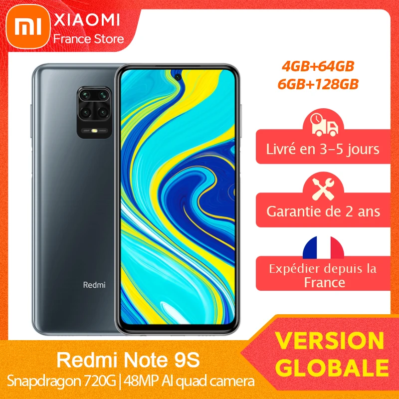 Xiaomi Redmi Nota 9 S 9 S versión Global de 4GB + 64GB/6GB + 128GB Smartphone Snapdragon 720G 48MP Quad Cámara 6,67 Pantalla 5020mAh