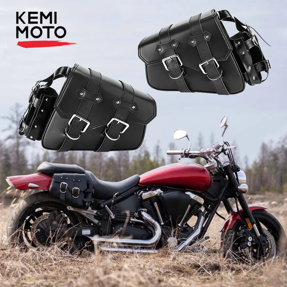 

Universal Left Right Leather Bottle Motorcycle Side Luggage Bag Saddlebag For Softail Sportster For Suzuki saddle Bag