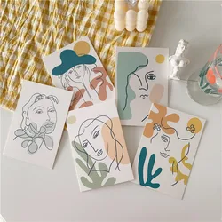 Ins Morandi Art Abstract Painting Decoration Card 5 Sheets Retro Creative Postcard Diy Wall Sticker Photo Props Greeting Cards