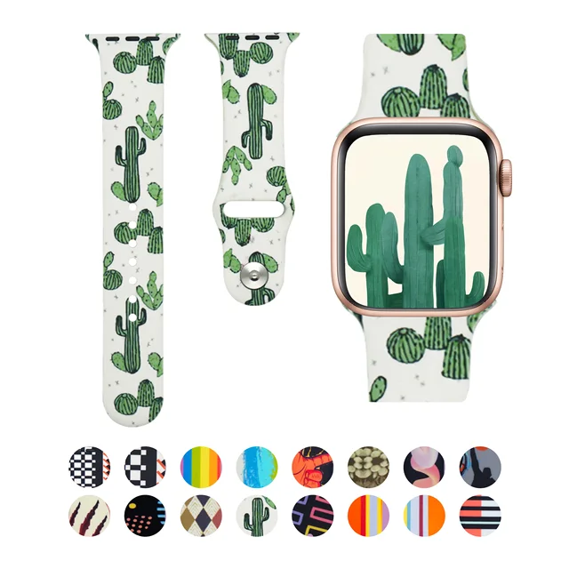 Akatsuki Sun-flower Cactus Akira For iwatch Apple Watch Strap Silicone Band Replacement 38mm 40mm 42mm 44mm Series 3 4 5 6 7 SE 4