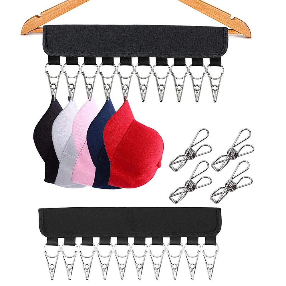 Портативный держатель для шляп 10 клипов Путешествия складной Домашняя одежда органайзер для хранения двери вешалка для шкафа шляпа держатель сумка крючок для ключей