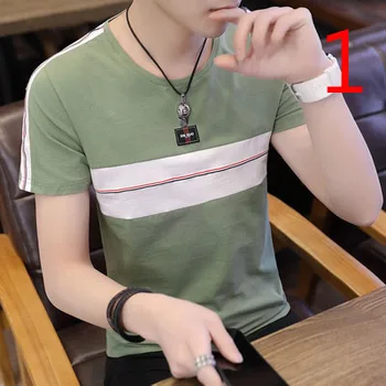 

2019 summer new Korean version of the trend of men's thin section Slim silk short-sleeved t-shirt