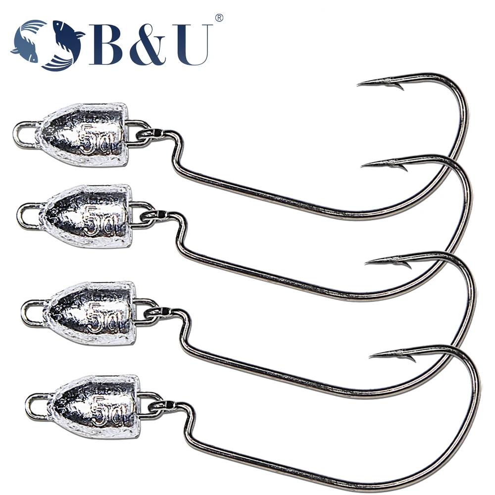 B&U EWG Lead Head Fishing Hooks 5g 7g 10g 14g Bullet Jig Head hooks