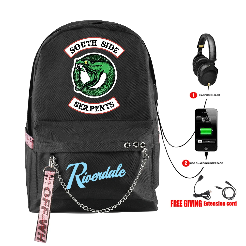

Fashion Riverdale Southside New Backpack USB Charging Travel Bag For Teenagers Boys Girls School Bags High Quality