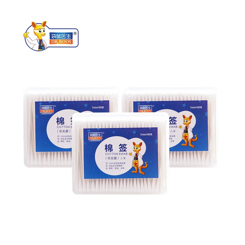 

DR.ROOS 150pcs Double Head Cotton Swab Disposable Cotton Swabs Double Head Medical Nose Ears Cleaning Health Care Tools