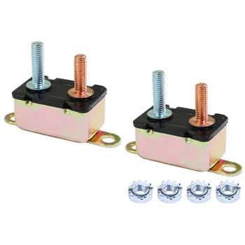 

2 Pcs Auto Reset Circuit Breaker 50 AMP DC 12V Fuse Dual Battery Car Caravan Boat HD