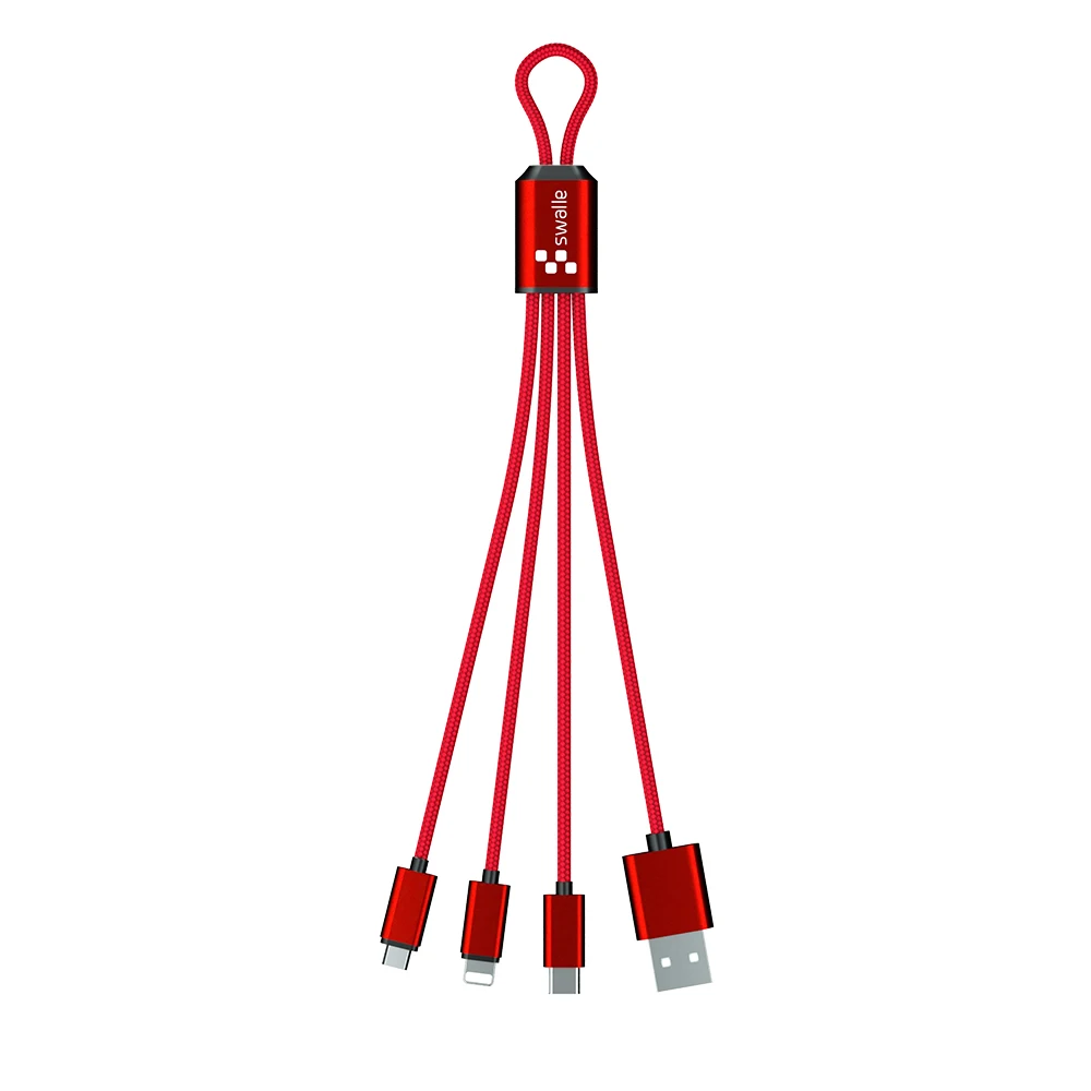 Горячий Swalle 3 в 1 USB C кабель брелок короткий микро-usb type C мульти зарядный кабель для Xiaomi huawei iPhone Быстрая зарядка