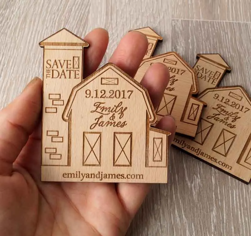  House magnets Wooden Save The Date Wedding Magnets Personalised Wood Fridge rustic wedding Invitati - 4.00012E+12