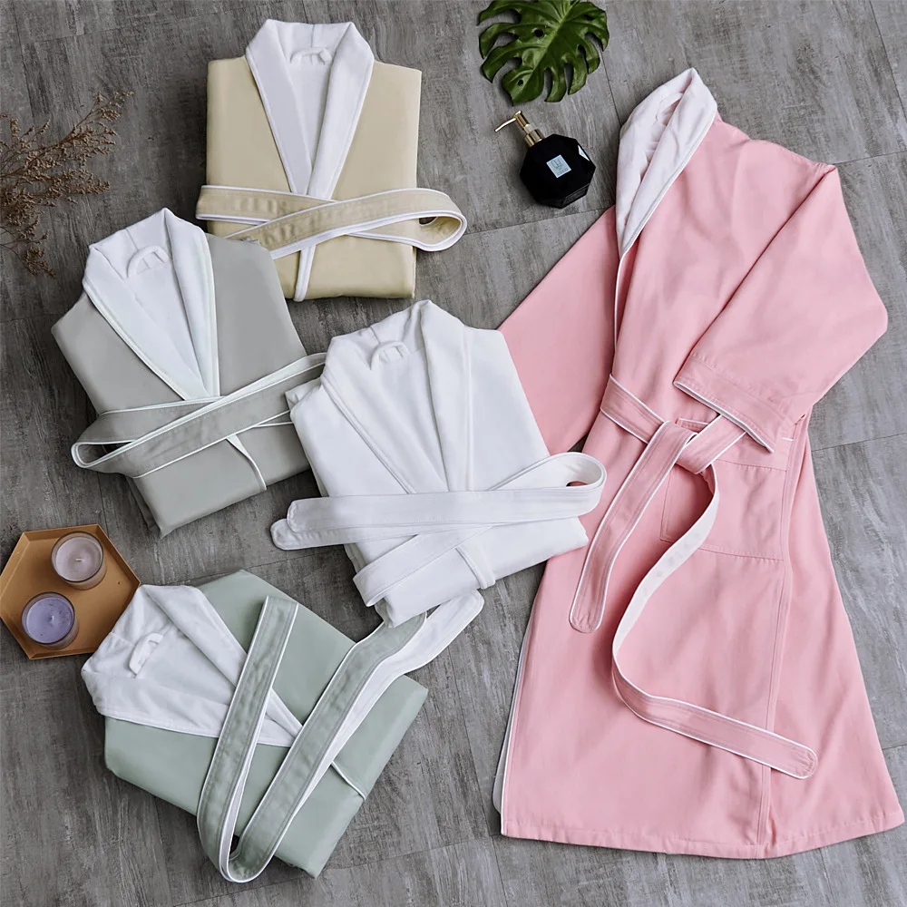 

High Quality Home Bathrobe Bath Towel Gabardine&crystal Velvet Double Layer Thicken Couple Bathrobe Winter Pajamas Nightgown