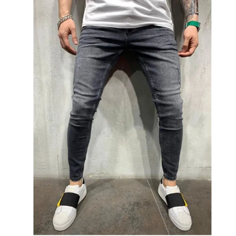 Мужские джинсы-шаровары с эффектом потертости, блестящие джинсовые черные штаны в стиле хип-хоп, спортивная одежда с эластичной талией, штаны для бега размера плюс