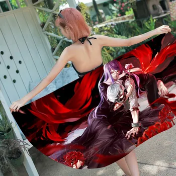 

Tokyo Ghoul Cartoon Rectangle Beach Towel Microfiber Anime Bath Towel Yoga Mats Picnic Blanket Sport Swimming Pool Towel Custom