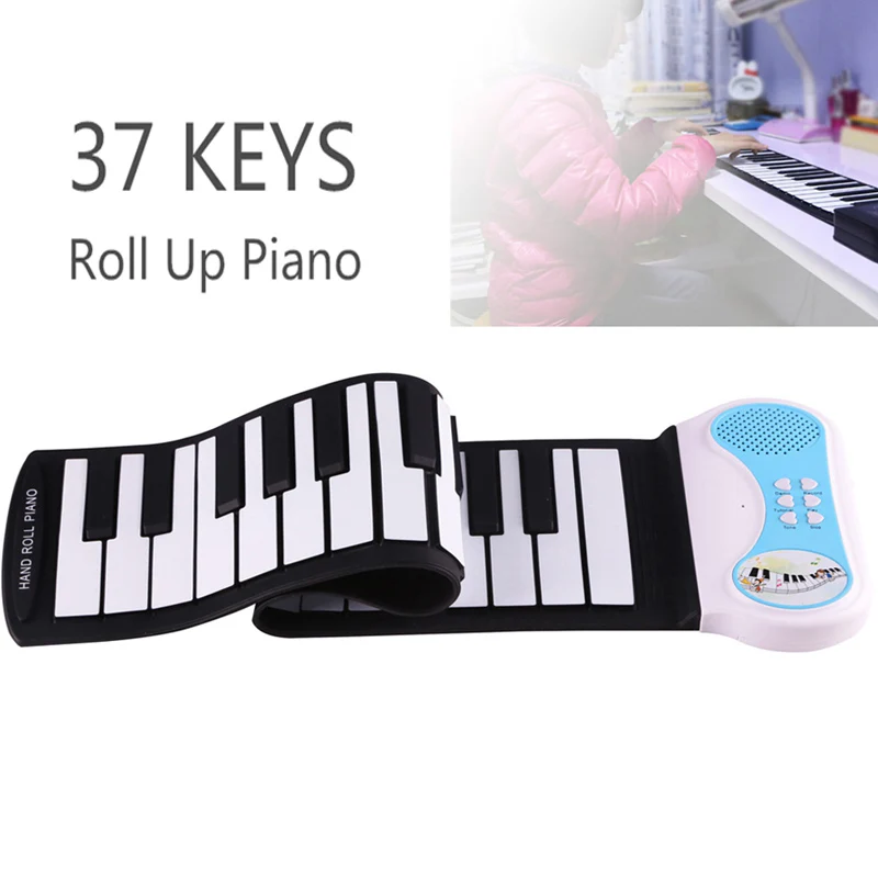 

37 Keys Silicon Flexible Hand Roll Up Piano Soft Portable Electronic Keyboard Organ Music Gift For Children Student