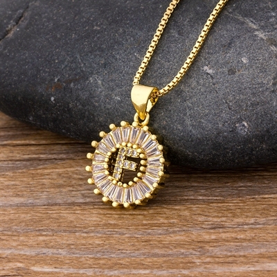 Sale Women Girls Initial Letter Necklace 26 Letters Charm Gold Name Necklace Pendant Top Quality Copper Zircon Jewelry Gift