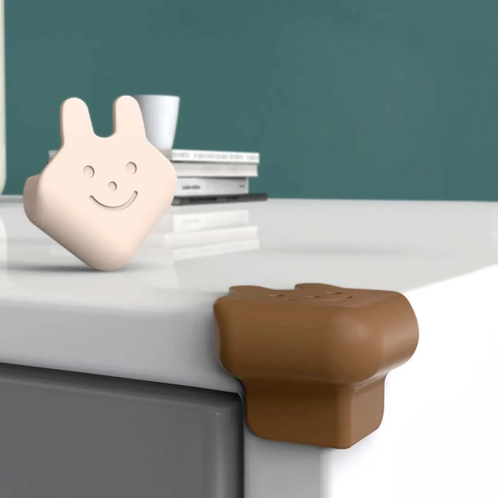Cabeza de conejo protección de esquina de escritorio para niños, Protector de esquina de silicona suave, protección de seguridad, borde de mesa, cubierta anticolisión