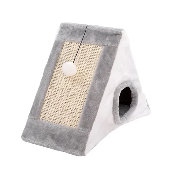

Durable Hanging Ball Cosy Tent Playhouse Small Cat Cave With Scratching Board Foldable Toy Triangle Pet Supplies Soft Bed