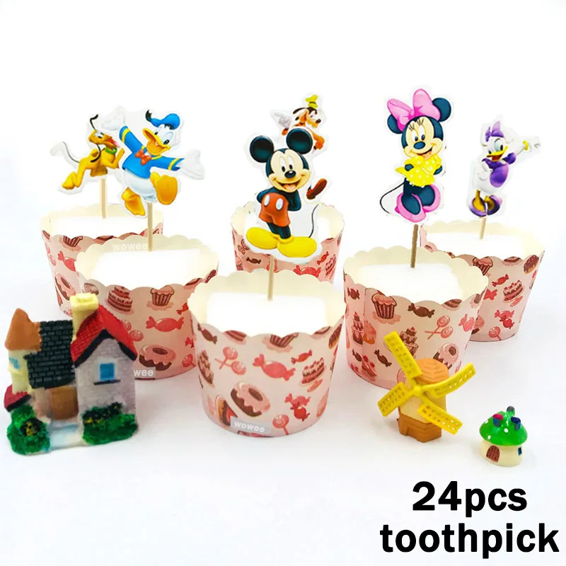 24Caketopper 10 шт./пакет Минни вечерние поставки питьевые Соломки с мультипликационным принтом на день рождения украшения Baby Shower тема праздничные сувениры детские штаны для мальчиков и девочек - Цвет: 24Caketopper