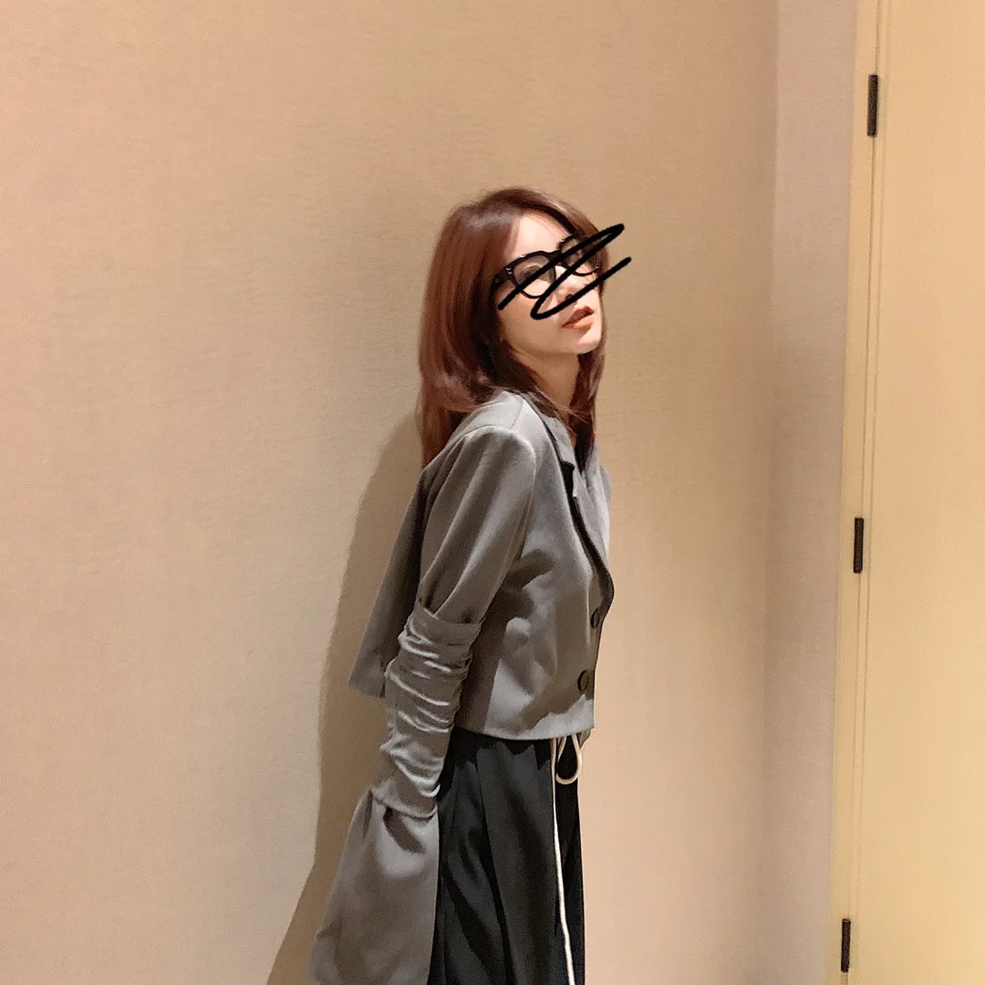 Wuuus чувство дизайна Джилл@ Nder Yohji Yamamoto ветер профиль серый костюм куртка костюм блузка