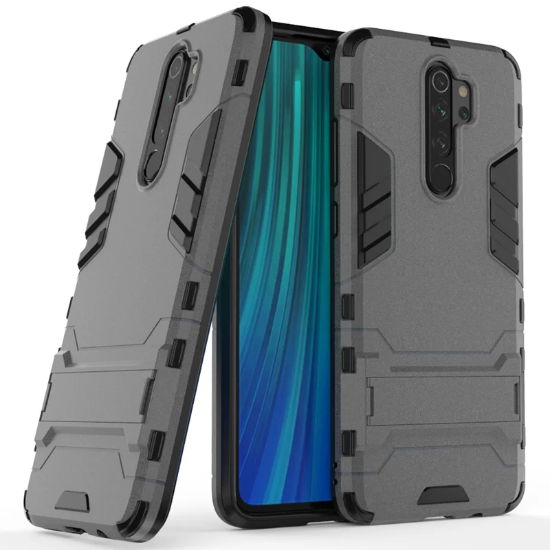 Gray Чехол для Xiaomi Redmi Note 8 Pro, задняя крышка для телефона Xiaomi Redmi Note8 Pro, устойчивый к падению отпечатков пальцев, чехол с подставкой - Цвет: Gray