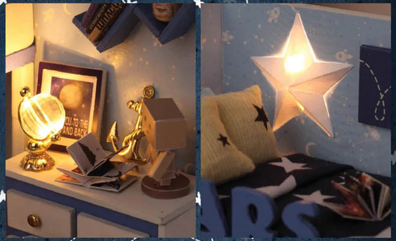DIY кукольный домик, миниатюрные сборные наборы для спальни, 3D Деревянный Кукольный дом, миниатюрная мебель, игрушки для взрослых, подарки для детей