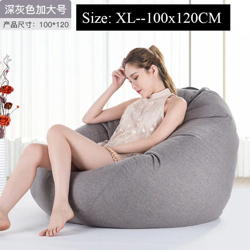 grey2-XL Bean сумка чехол для дивана без наполнителя стул диван для отдыха сиденье мебель для гостиной Beanbag диван-кровать пуф ленивый диван татами - Цвет: grey2-XL