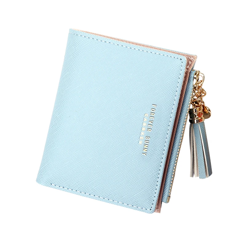 

2020 New Women Wallet Cross Pattern Tassel Short Clutch Bag Biref Casual Credit Card Holder for Travel Female Zipper Coin Purse