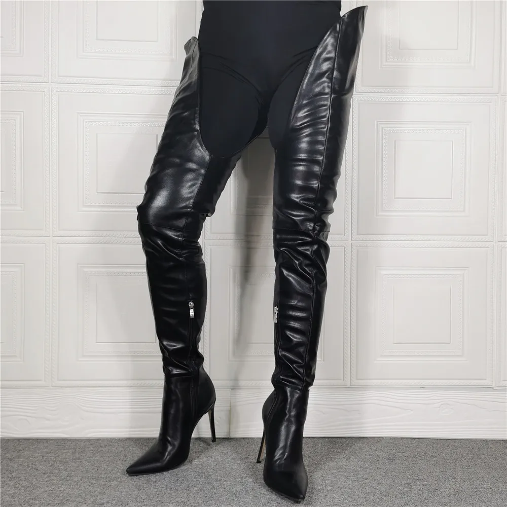 

Botas Over knee U Sharp Long Stiletto Leather Women Thigh High Crotch Boots Sexy Ladies High Heel Runway Trendy Shoe Woman F367