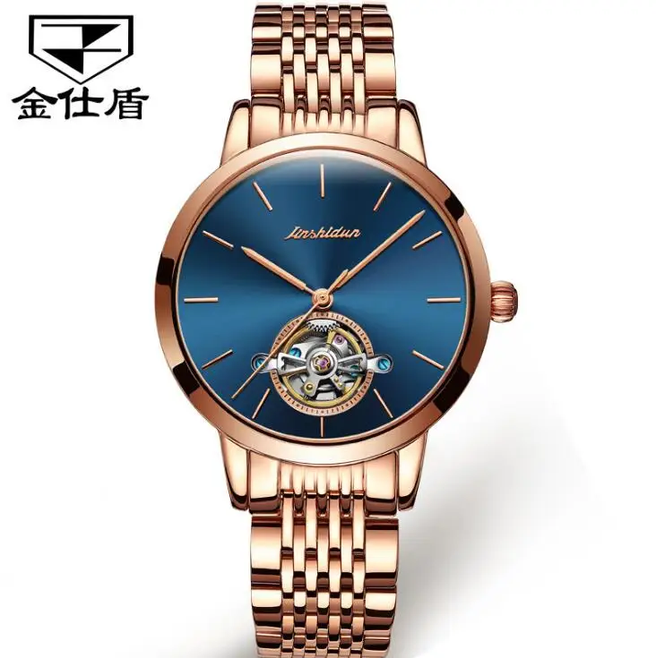 Women watch 7 JSDUN, швейцарские роскошные автоматические механические часы, розовое золото, женские Tourbillon часы, наручные часы из нержавеющей стали, женские часы - Цвет: Women watch 7