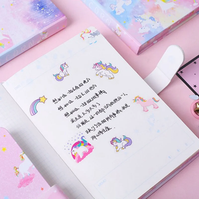 1pcs Unicorn Print Cover Pocket Notebook With Magnetic Buckle Notepad Office School Stationery Supplies