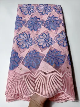 

Fashions 100% Cotton African Laces Fabric High Quality Lace French Swiss voile Embroidery Lace Fabric 5Yards Wedding FYIN315