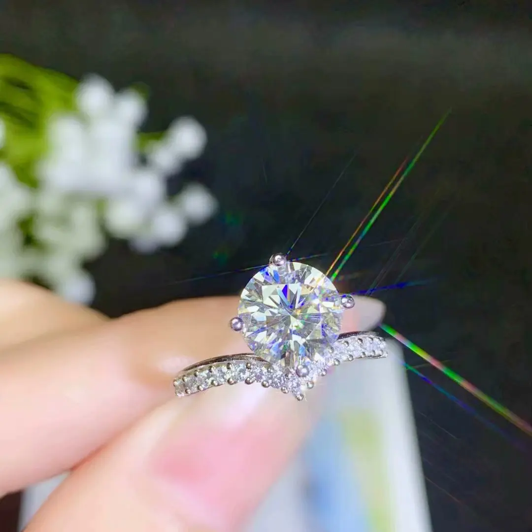 Moissanite новое кольцо, серебро 925 пробы, красивый цвет, сверкающий, 2 карата алмазный подарок