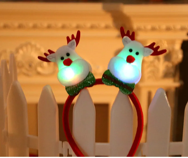 Прекрасный Рождественский Санта-олень, снеговик, медведь, светодиодный светильник, повязка на голову, светильник с двойной головкой, Рождественское украшение, красный, новогодний, E - Цвет: Оранжевый