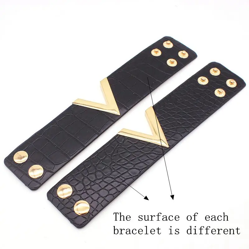 Europe Crack Leather Bracelet For Women Femme All-Match V Word Wide Punk Style Soft Jewellery Cool Wholesale - Image 4
