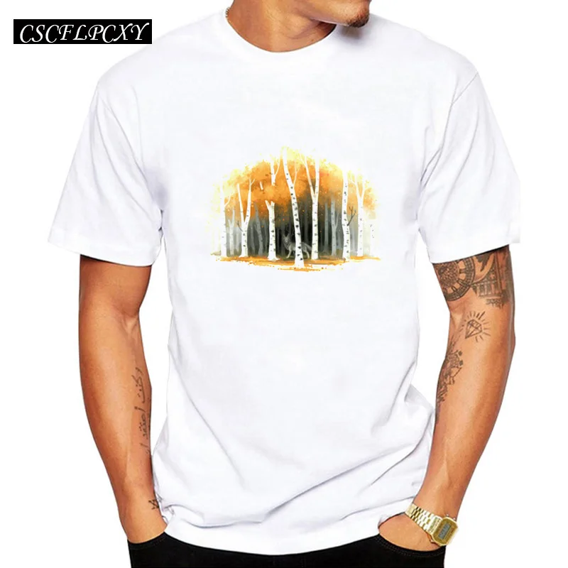 

2019 Newest Men's Fashion Autumn Wolf Printed T-Shirt Summer Cool Tops Fashion Tees